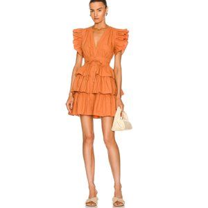 ULLA JOHNSON Sena Ruffle Dress in Clay NWT Size 8